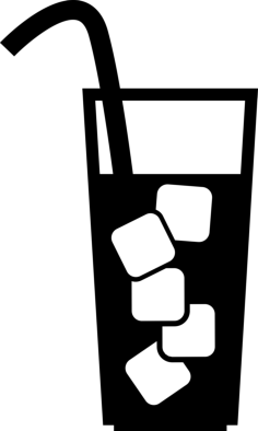 Glass With Beverage Ice Cubes And Straw Editable Svg Line Art, Free Vectors File